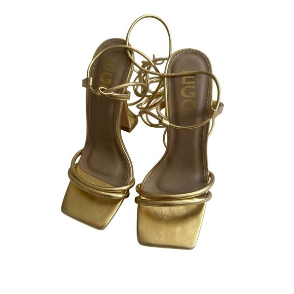 EGO Gold Lace Up Martini Heels Size US 5 / UK 3 - Picture 5 of 9